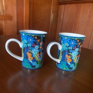 Vera Bradley Blue Multi Floral Coffee Tea Mug Cup ONE LEFT